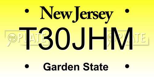 T30JHM New Jersey License Plate