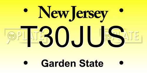 T30JUS New Jersey License Plate