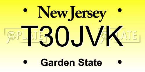 T30JVK New Jersey License Plate