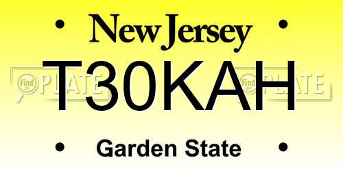 T30KAH New Jersey License Plate