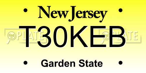 T30KEB New Jersey License Plate