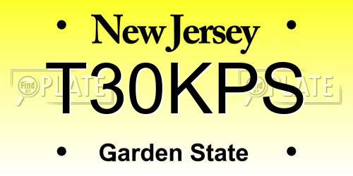 T30KPS New Jersey License Plate
