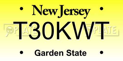 T30KWT New Jersey License Plate