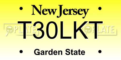 T30LKT New Jersey License Plate