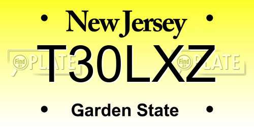 T30LXZ New Jersey License Plate