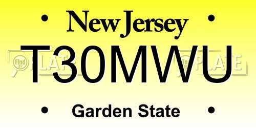 T30MWU New Jersey License Plate