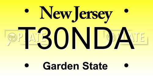T30NDA New Jersey License Plate