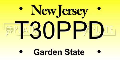 T30PPD New Jersey License Plate