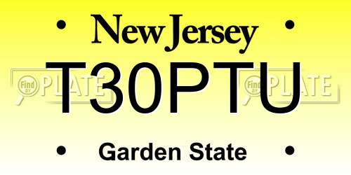 T30PTU New Jersey License Plate