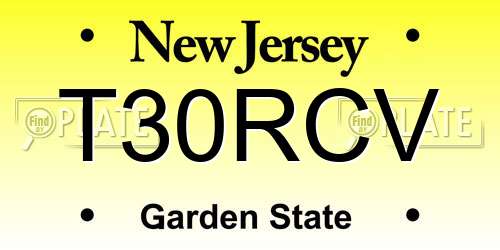 T30RCV New Jersey License Plate