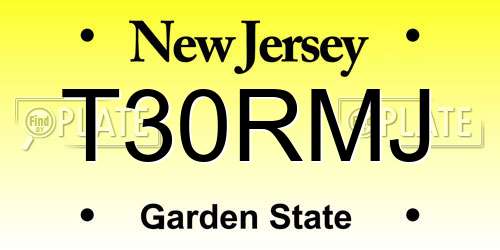 T30RMJ New Jersey License Plate