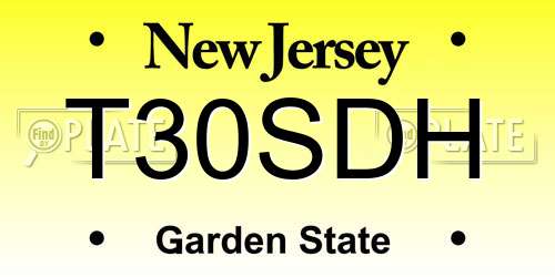 T30SDH New Jersey License Plate