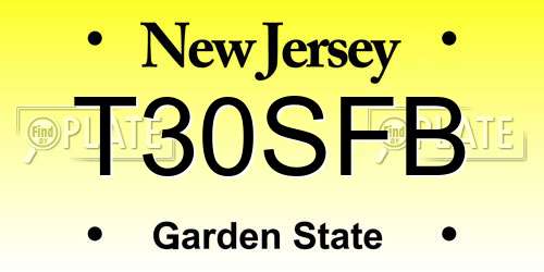 T30SFB New Jersey License Plate