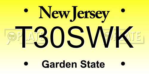 T30SWK New Jersey License Plate