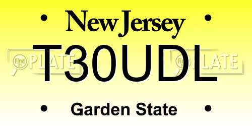 T30UDL New Jersey License Plate