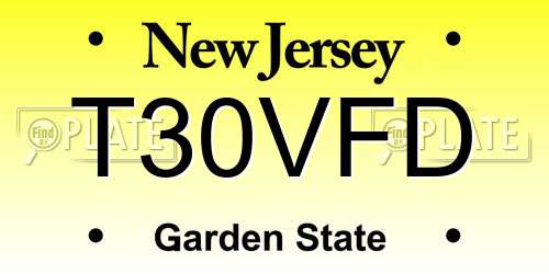 T30VFD New Jersey License Plate