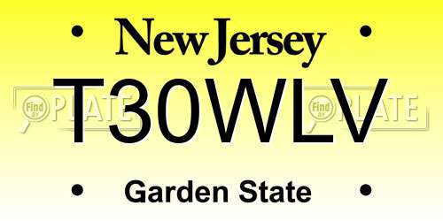 T30WLV New Jersey License Plate