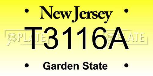 T3116A New Jersey License Plate