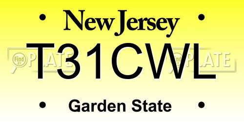 T31CWL New Jersey License Plate