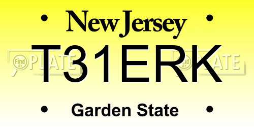 T31ERK New Jersey License Plate