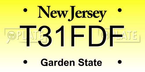 T31FDF New Jersey License Plate