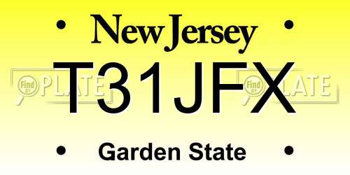 T31JFX New Jersey License Plate