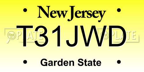 T31JWD New Jersey License Plate