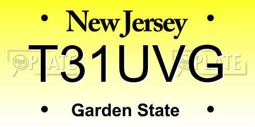 T31UVG New Jersey License Plate