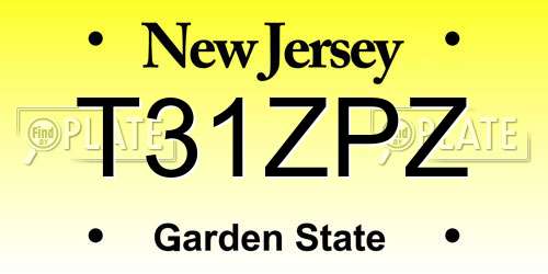 T31ZPZ New Jersey License Plate