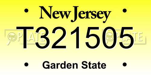 T321505 New Jersey License Plate