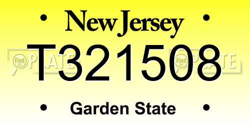 T321508 New Jersey License Plate