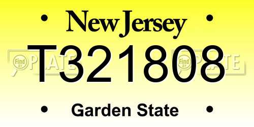 T321808 New Jersey License Plate