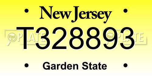 T328893 New Jersey License Plate