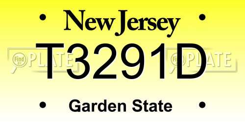 T3291D New Jersey License Plate