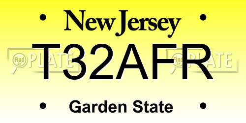 T32AFR New Jersey License Plate