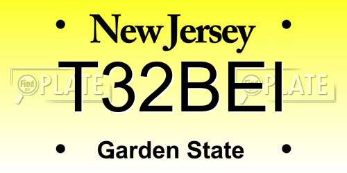 T32BEI New Jersey License Plate