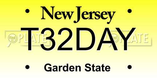 T32DAY New Jersey License Plate
