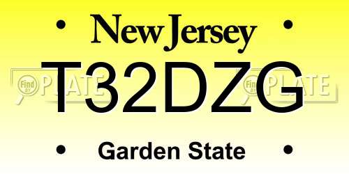 T32DZG New Jersey License Plate