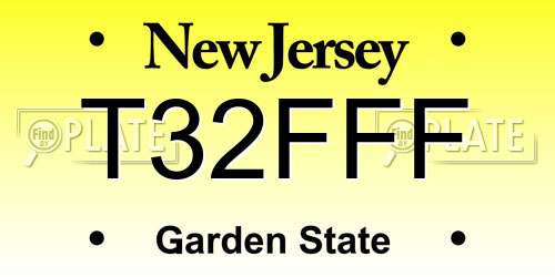 T32FFF New Jersey License Plate