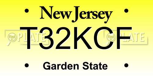 T32KCF New Jersey License Plate