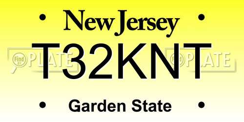 T32KNT New Jersey License Plate