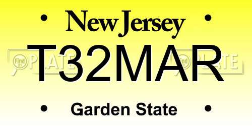 T32MAR New Jersey License Plate