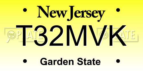 T32MVK New Jersey License Plate