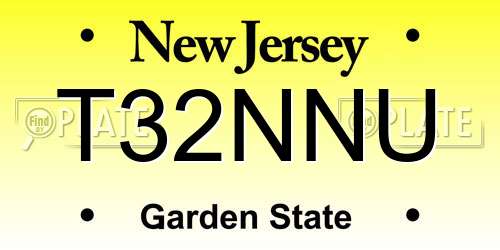 T32NNU New Jersey License Plate