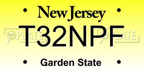 T32NPF New Jersey License Plate