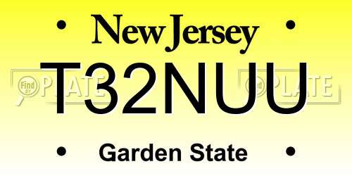 T32NUU New Jersey License Plate