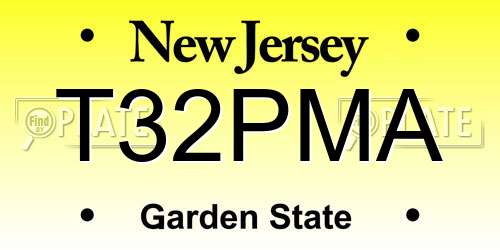T32PMA New Jersey License Plate