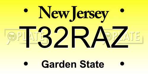 T32RAZ New Jersey License Plate