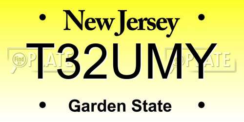T32UMY New Jersey License Plate
