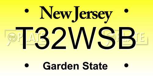 T32WSB New Jersey License Plate